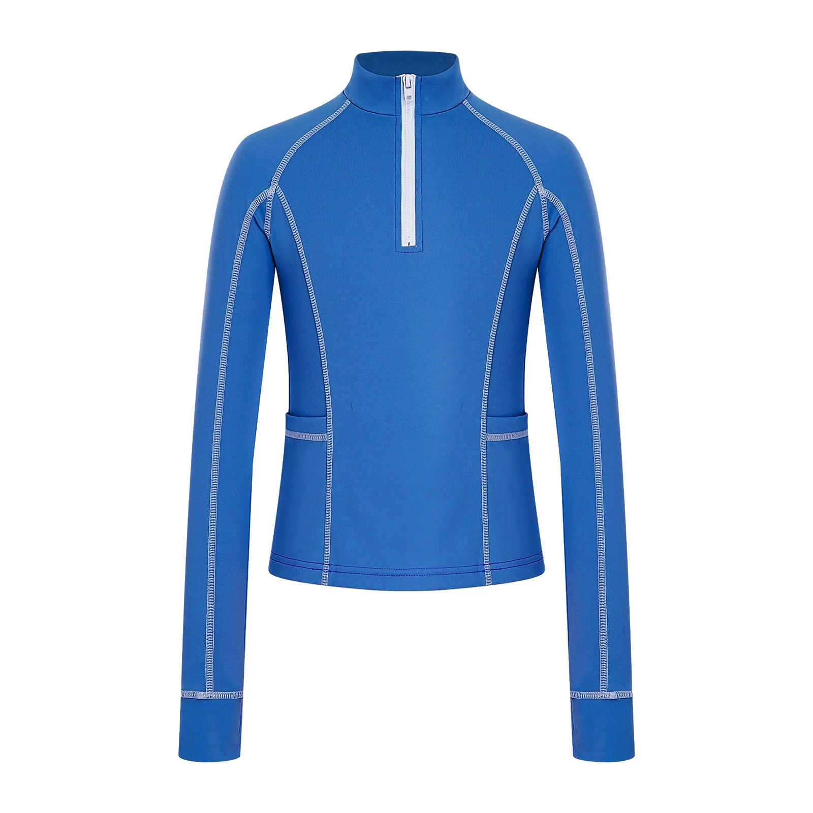 Kids Girls Athletic Thermal Coat Shirts Long Sleeve Half Zip-Up Pullover Sweatshirt with Pockets for Sports Yoga Workout Running