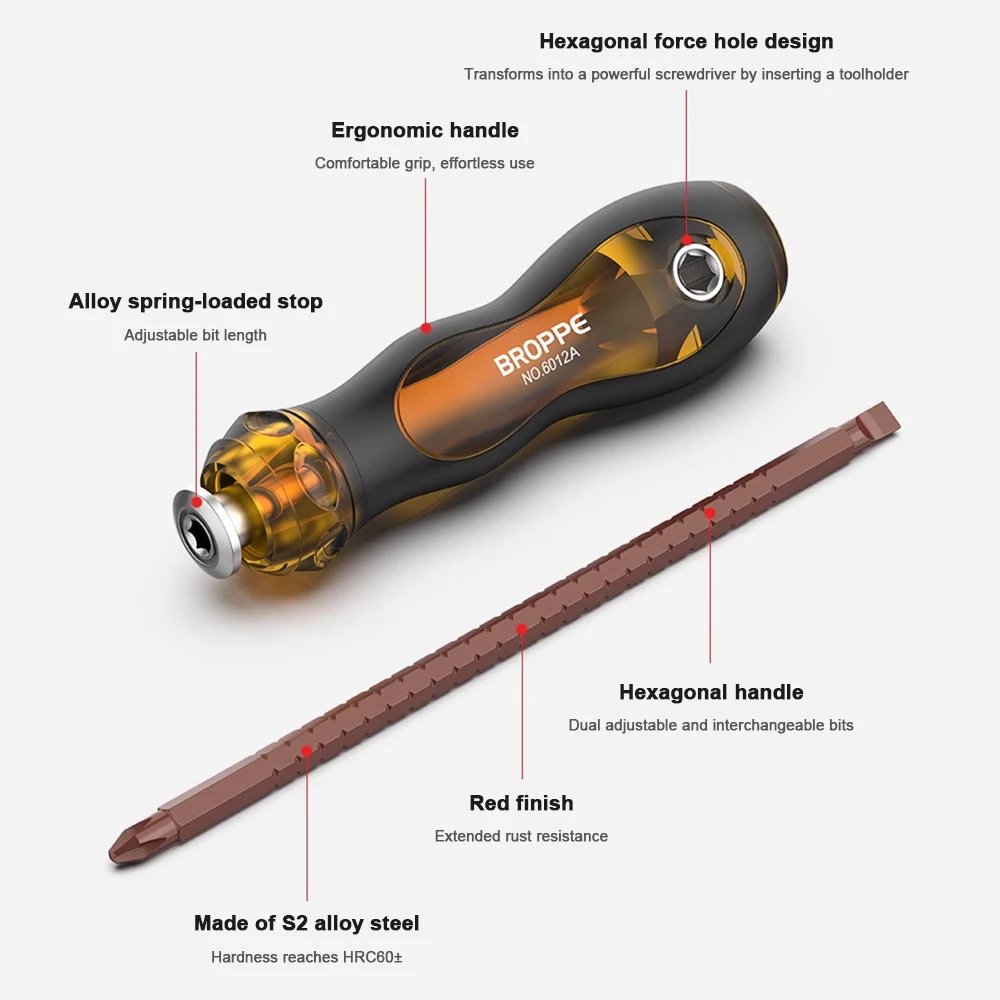 

Multifunctional Telescopic Screwdriver That Replaces One-Way T-Type Phillips Slotted Cone Three Screwdriver Repair Tool Driver