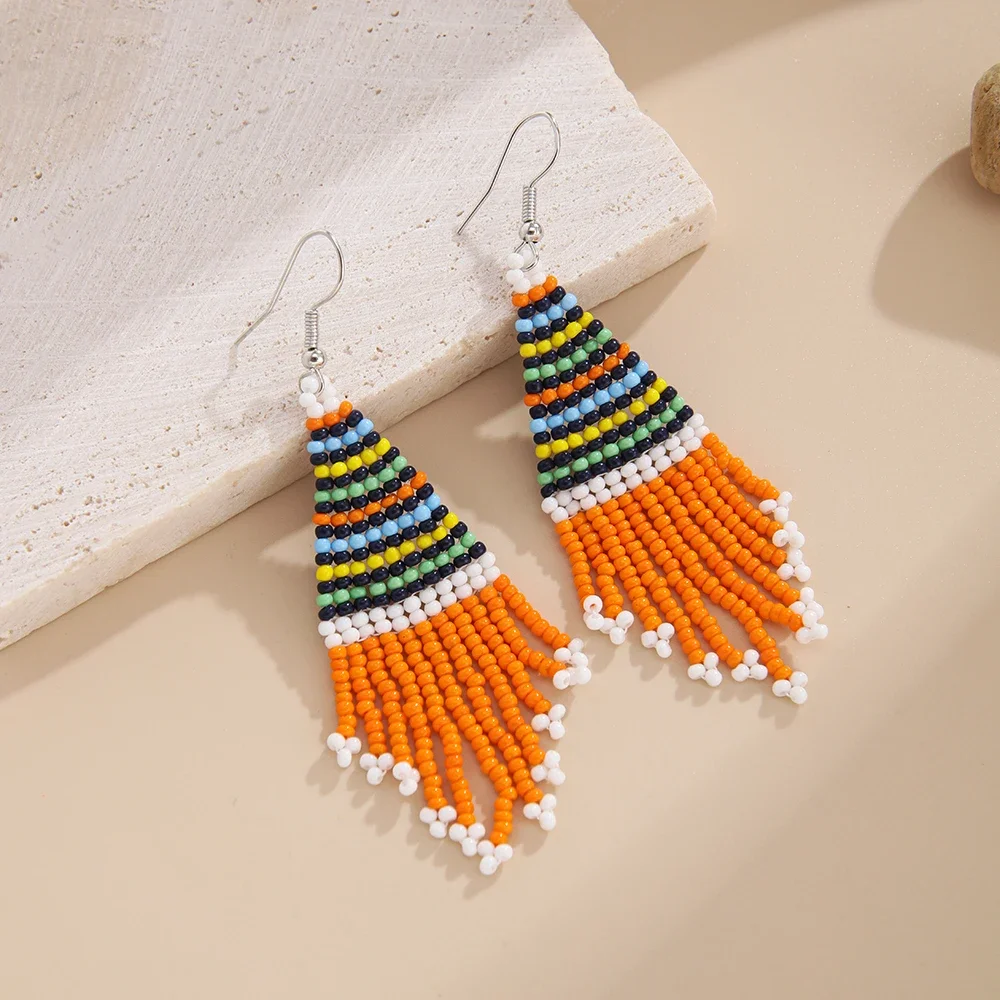 

Beaded earrings Streak Originality Simple Bohemia Hand knitting Alloy Design Fashion Rice bead earrings