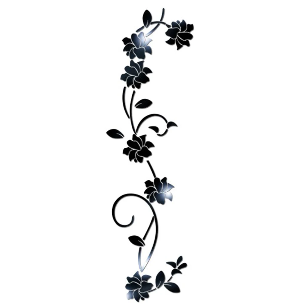 Acrylic Wall Sticker DIY Decor Flower Stickers Wall Sticker 3D Rattan For Wall Door Living Room Black Gold Silver