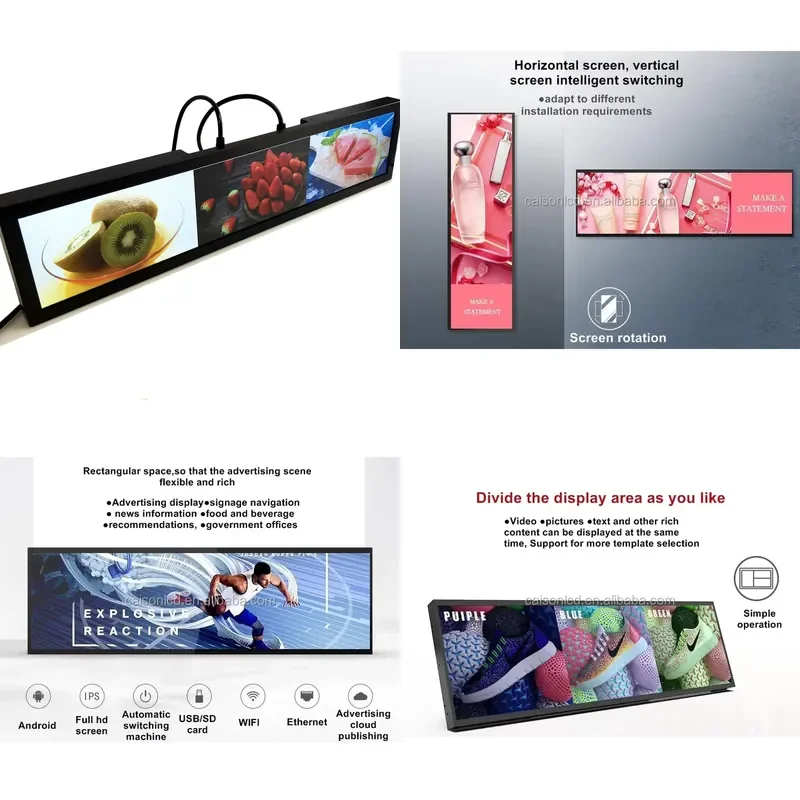 This 28 inch stretched bar LCD display is the ideal solution for retailers and digital signage professionals seeking to