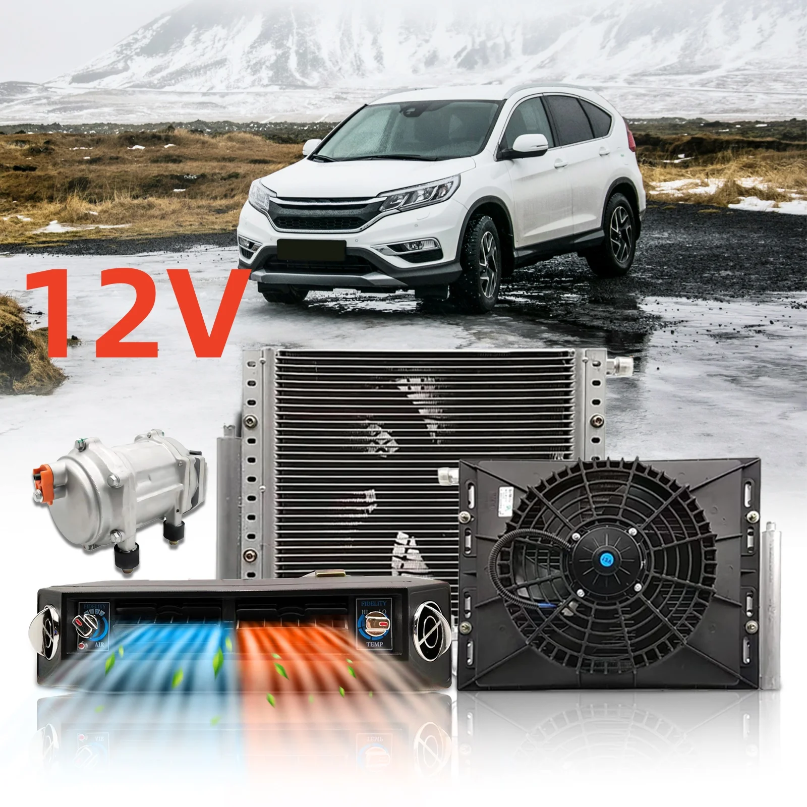 Treeligo 12V Universele Auto Airco Autoverwarming Koeling Elektrische Parkeer Airco Set 10500BTU