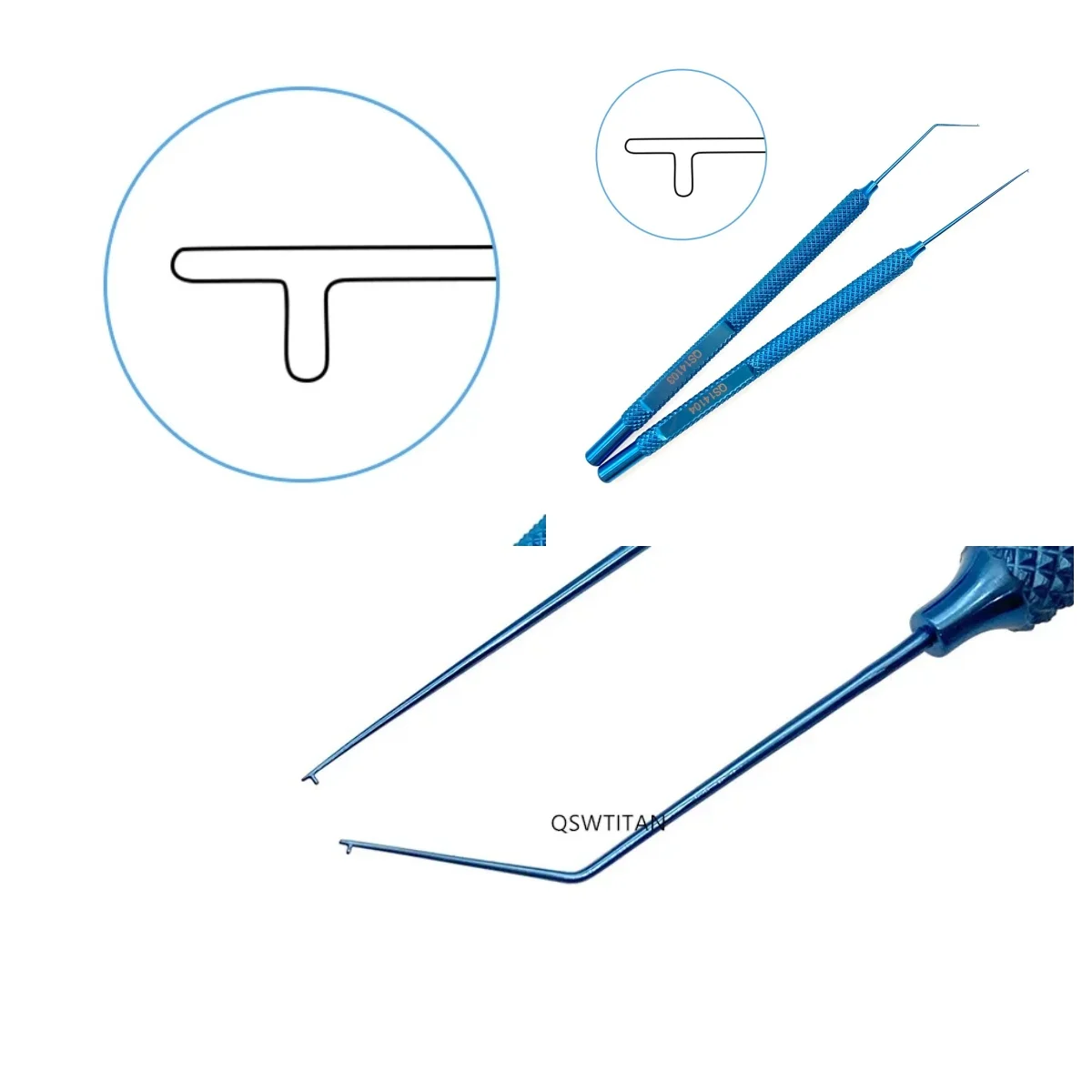 Ophthalmic  T-shaped & Loop Straight/Angled  Eye Lens Manipulator Hooks Eye Microsurgery Instruments