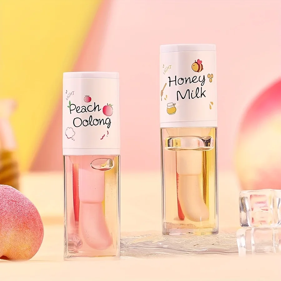 Honey Milk & Peach Oolong Lip Oil Lip Gloss - Hydrating, Non-Sticky, and Nourishing Lip Care with Shiny Glossy Finish for All Sk