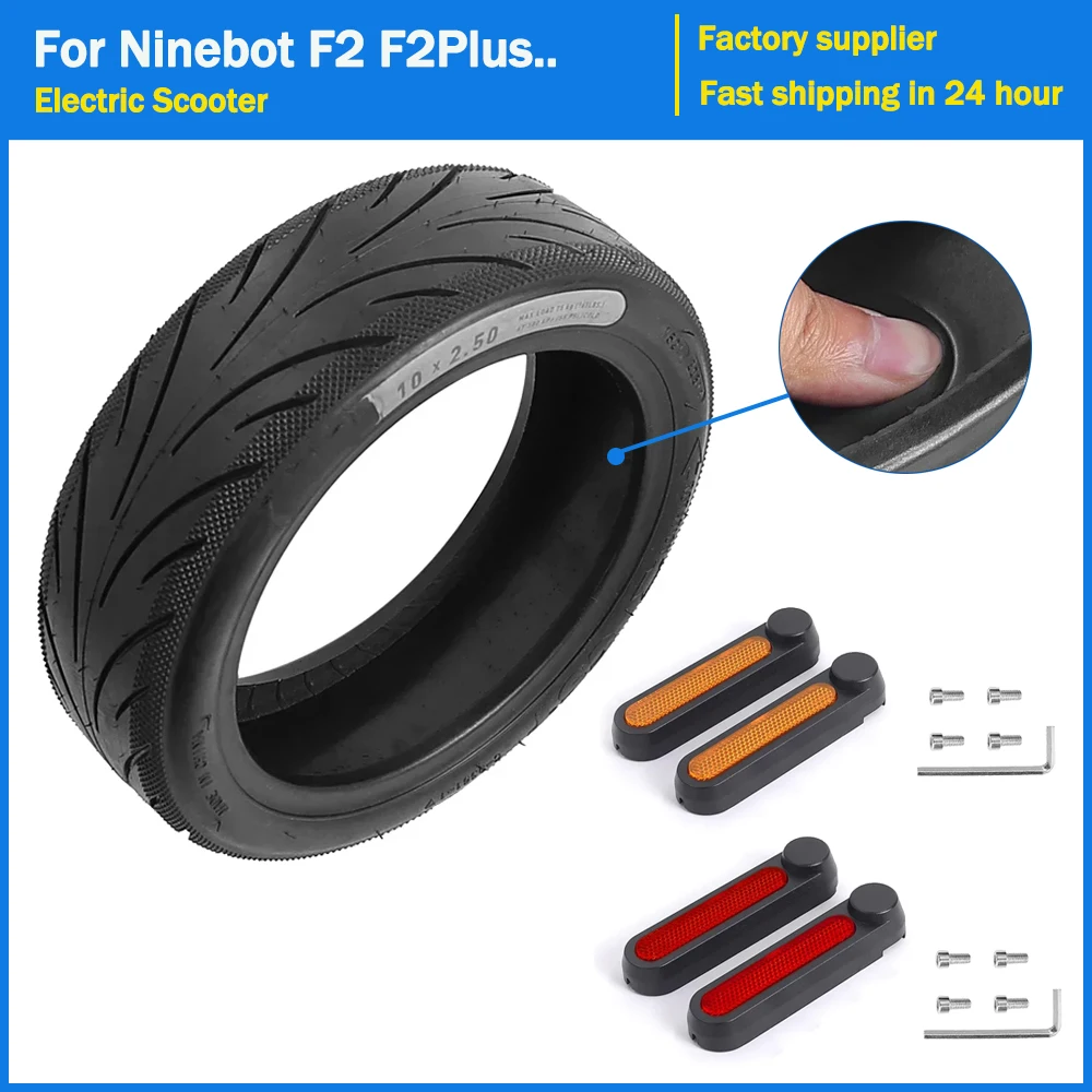 

10x2.5 Jelly Tire with Wheel Cover Protect Shell for Ninebot By Segway F2 F2Plus F2Pro F30D F40D Electric Scooter Tubeless Tire