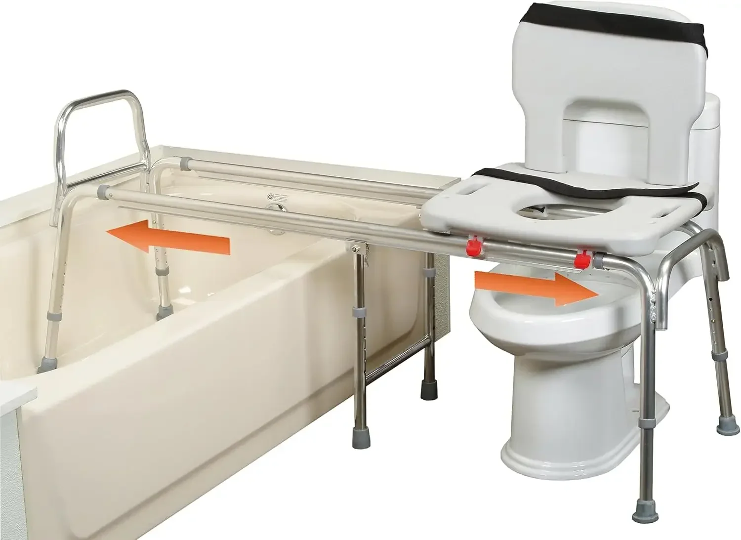 Shower Chair (XX Long) 77993 - Sliding system, Multiple Safety Features and Toilet-to-Tub Sliding Transfer Bench