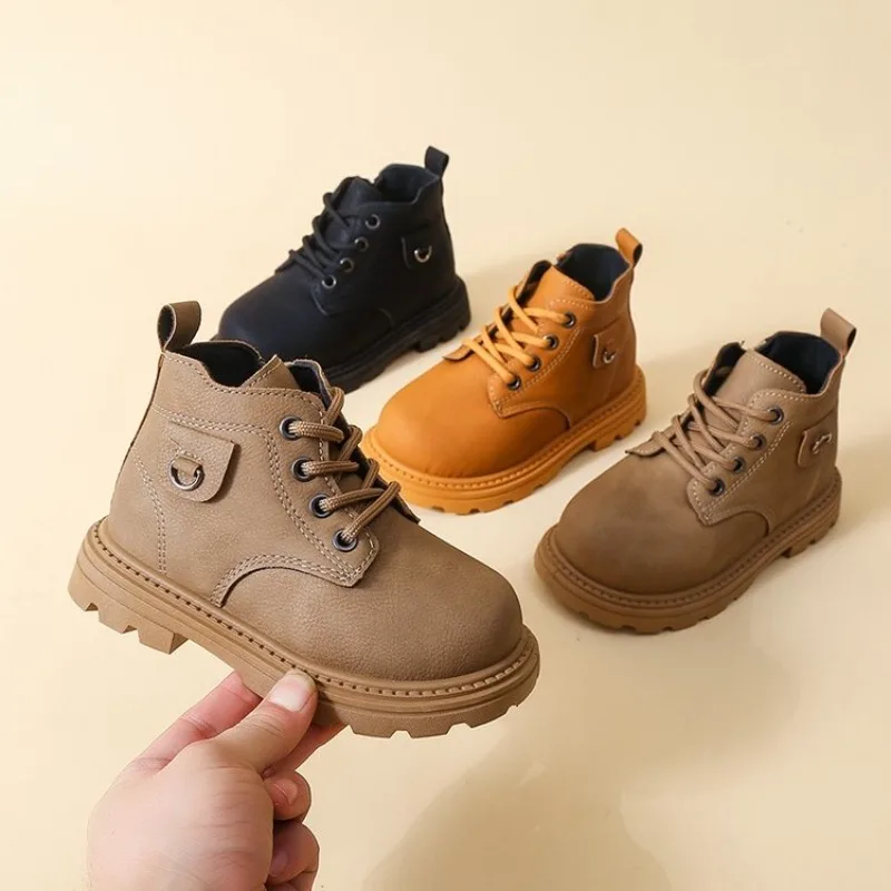 Kids Ankle Boots Boys Girls Casual Lace Up Fashion Combat Boots Lightweight Non Slip Outdoor Daily Spring Autumn Winter Shoes