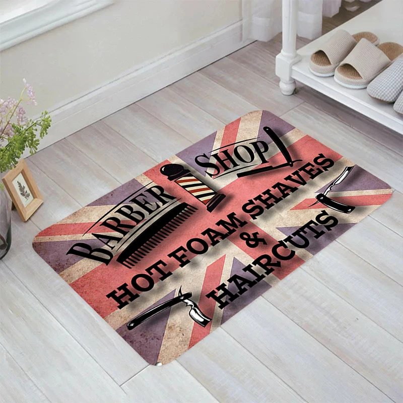 Barber Shop Sign Floor Mat Room Mats Doormat Entrance Door Carpets Kitchen Carpet Balcony Rugs Home Foot Rug Bathroom Bath House