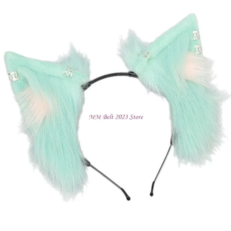 

49ME Comfortable Foxes Ears Hairband Adjustable Cosplay Accessory Soft Plush Hair Hoop For Themed Parties And Casual Wear
