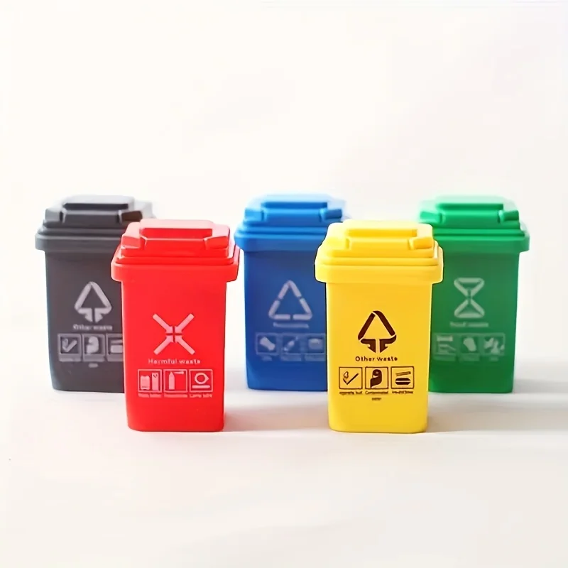 5 Mini Garbage Sorting Trash Can Accessories, Simulated Garbage and Car Trash Can Party Supplies