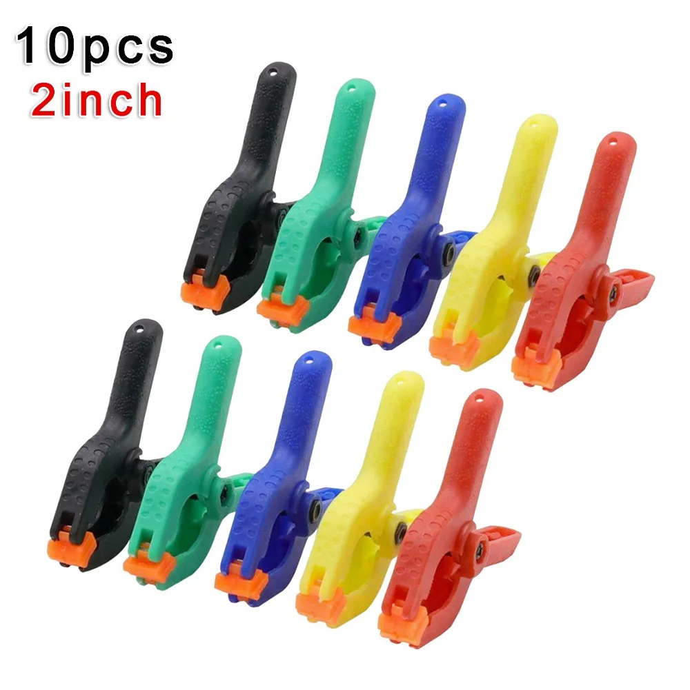 10Pcs 2inch Color Spring Clamp Nylon Plastic Carpentry Fixing Clips DIY Woodworking Clamps Photo Studio Background Pipe Clamp