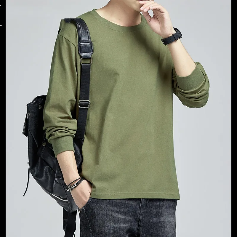 

Spring Autumn Men's Pullover Round Neck Solid Lantern Long Sleeve Tee T-shirt Hoodies Undershirt Fashion Office Lady Casual Tops