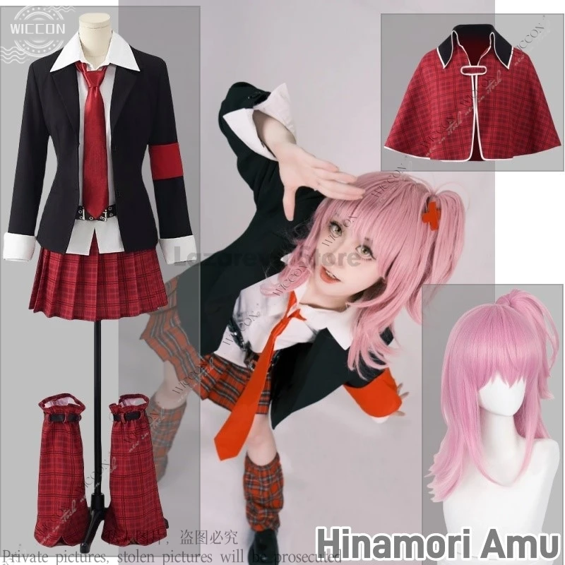 Hinamori Amu Anime Shugo Cos Chara Woman Cosplay Costume Wig Cape School Uniform Joker Unisex Role Play Stage Costume Comic-Con