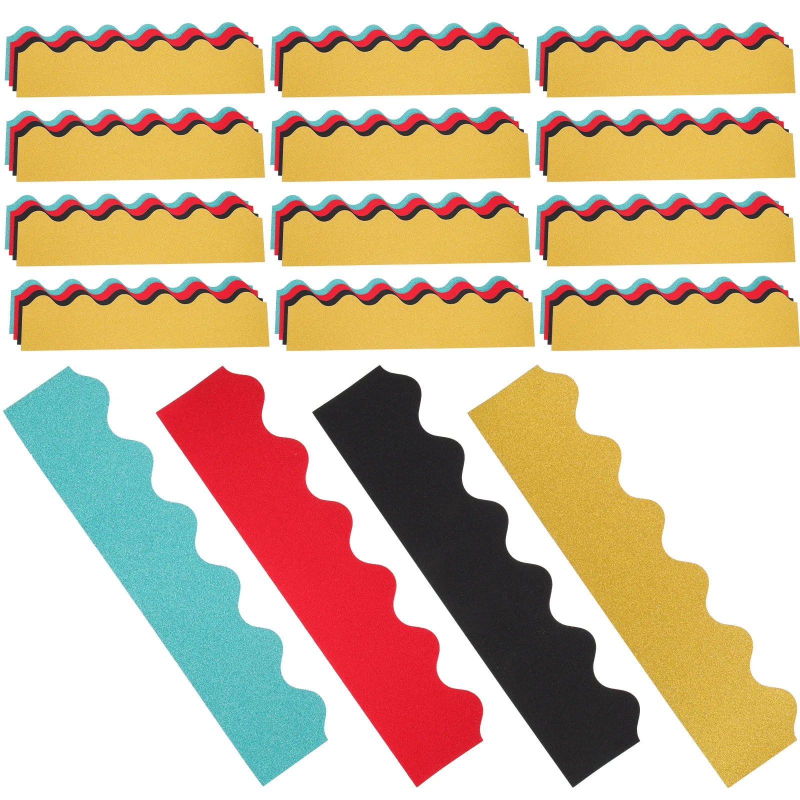 

40Pcs Wave Style Glitter Bulletin Board Borders Shine Scalloped Trim Festival Supplies Decorative Paper Bulletin Board Boarder