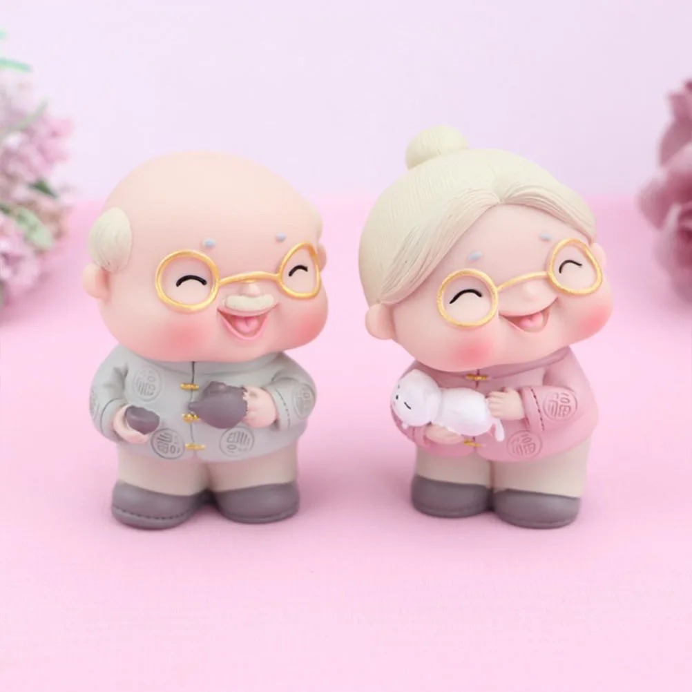 

Creative PVC Craft Cake Decoration Old Couples Desktop Ornaments for Baking and Home Decor PVC Craft Cake Decoration