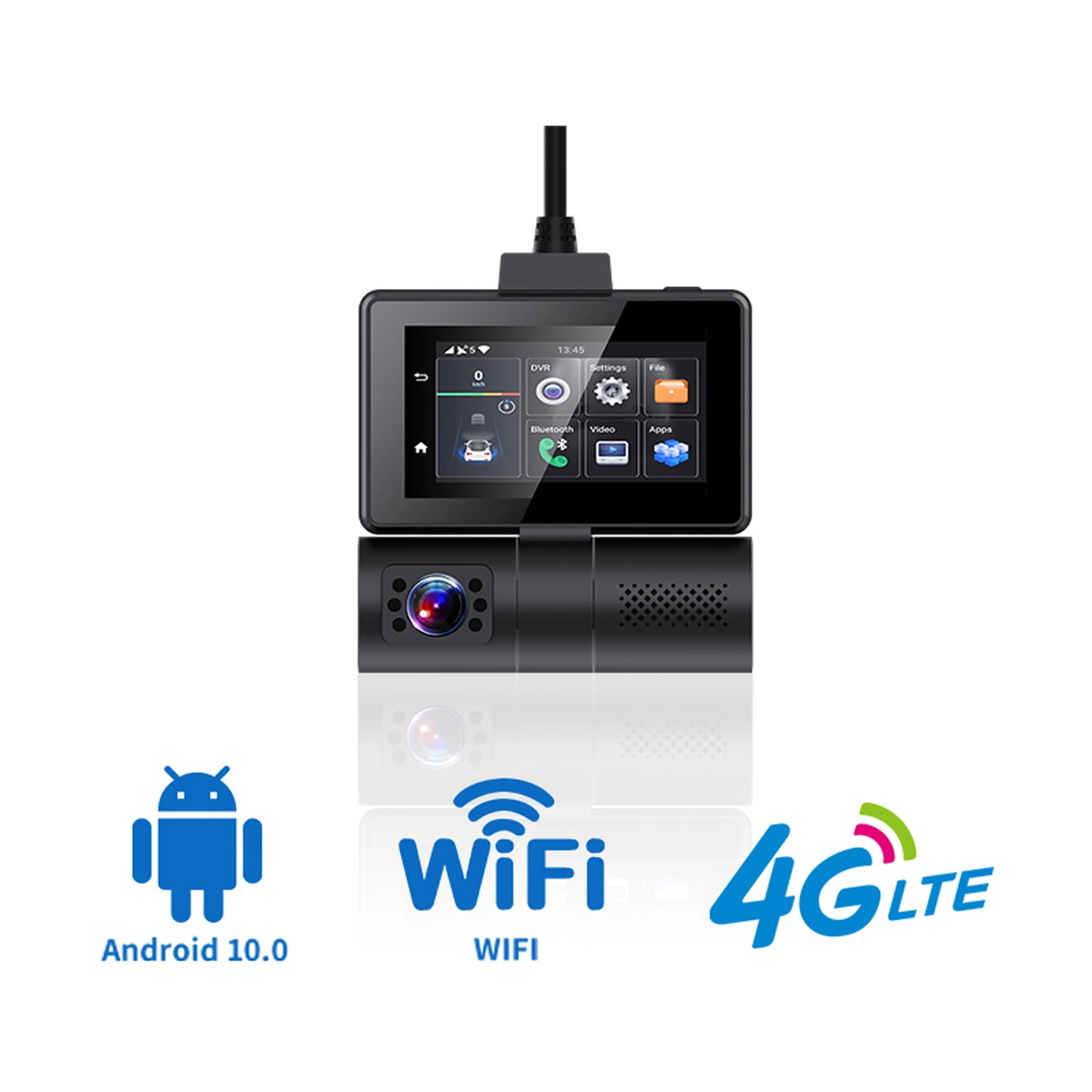 Global 4G LTE Smart Dash Cam with Live Streaming Remote View ADAS GPS Navigation WiFi Car Dash Camera Dual Lens Android 10.0 OS