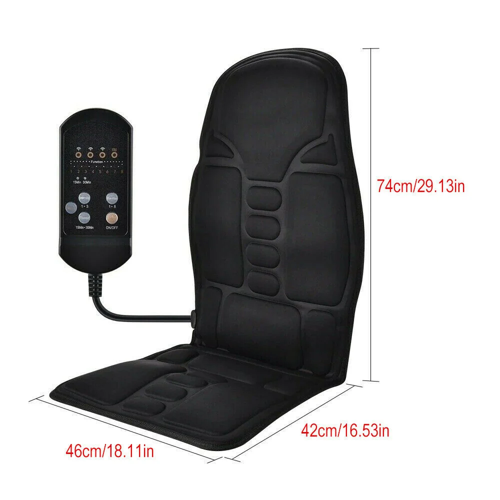 Car Seat Cover 8 Modes Massage Cushion Vibration Massage Cushion Auto Universal Neck & Waist Massage for Home Car Accessories