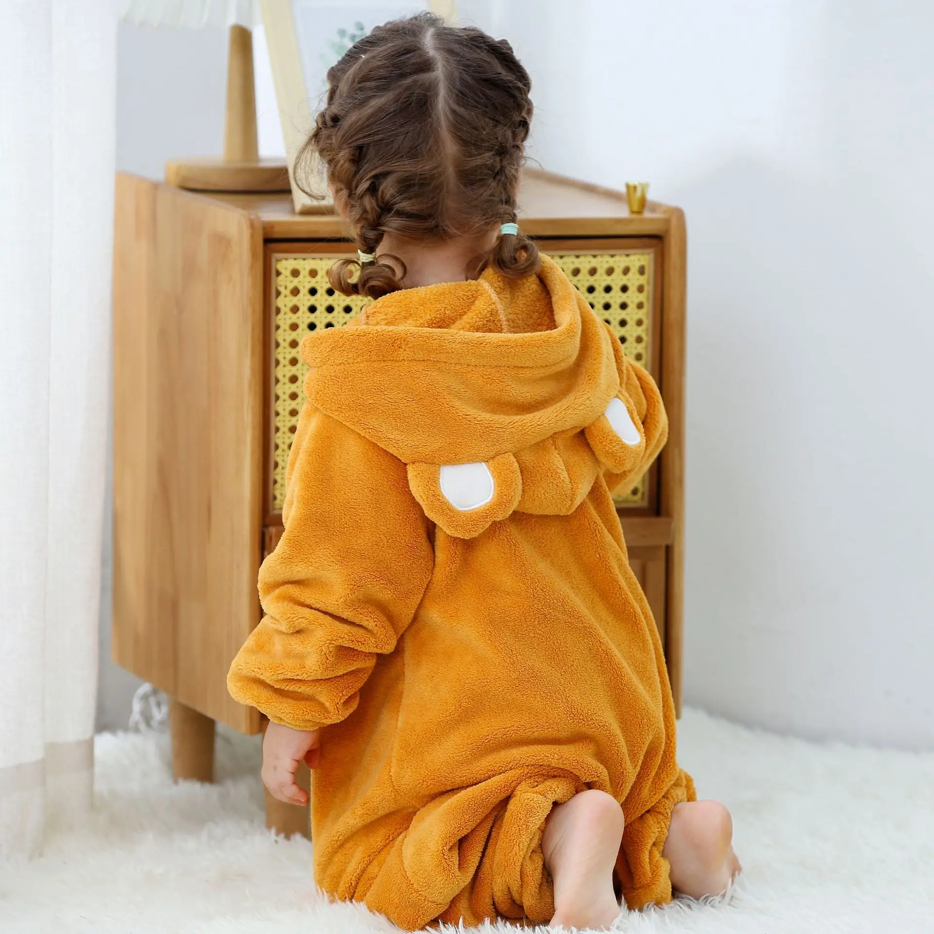 

Baby Romper New Bear Cartoon Jumpsuit Baby Hooded Cartoon Fashion Baby Clothes Boy Newborn Stuff M