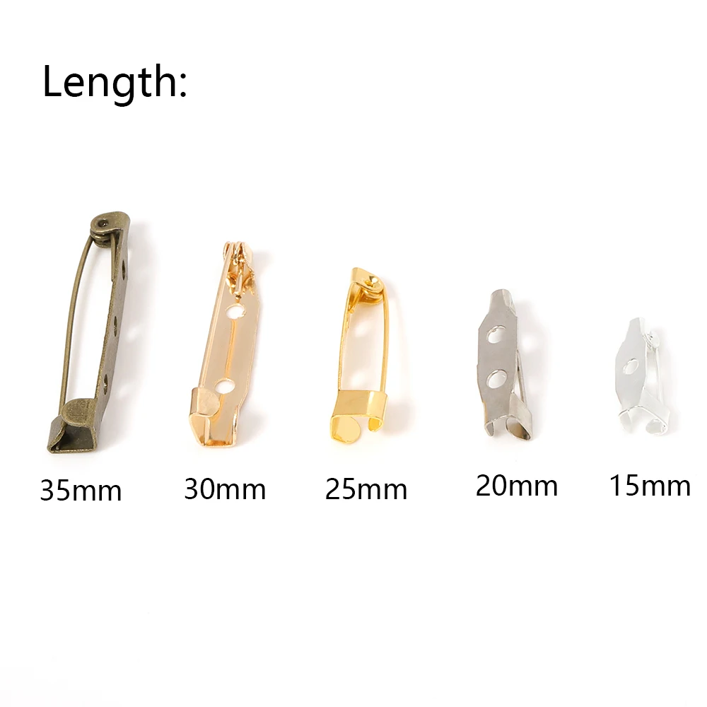 50pcs/lot 20/25/30mm Brooch Pin Blank Base with Hole Metal Iron Brooches Settings Accessories for Jewelry Making Components DIY