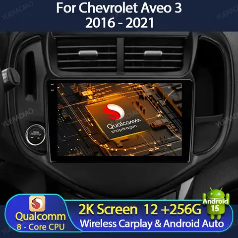 Android 15 Car Radio For Chevrolet Aveo 3 2016 - 2023 Backup Camera Qualcomm FM Double Din 4G WIFI Touch Screen Mirror Link DVD