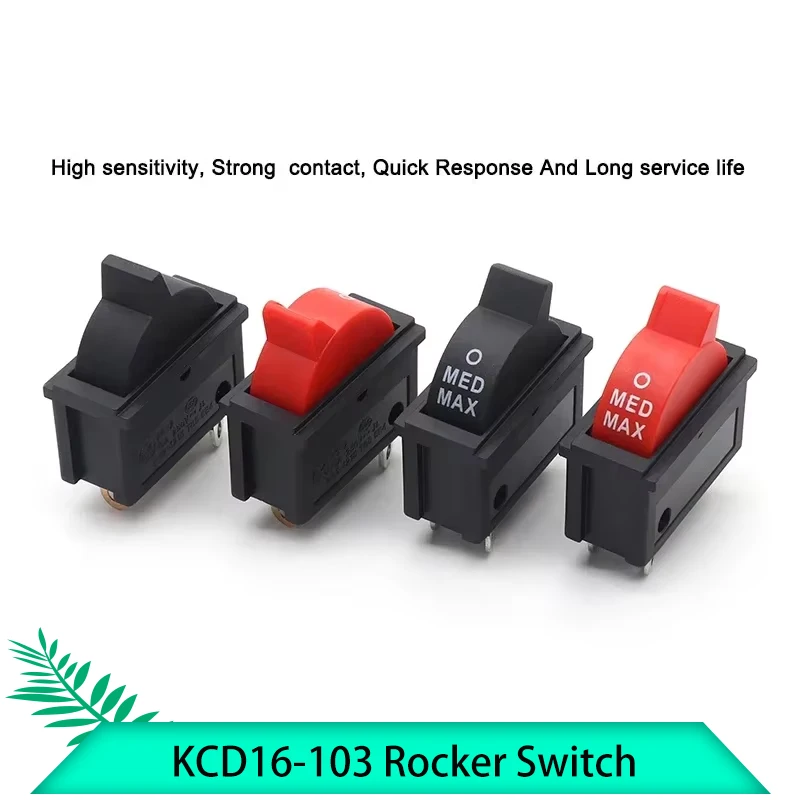 

KCD16 Wind Speed Control Button Rocker Switch 3 Positions 3Pin SPDT Switch For Hair dryer 10A 250V Black Red