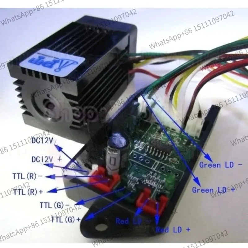 High quality laser head  stage light adjustable focus 200mw 532nm green laser module with TTL DC 12V