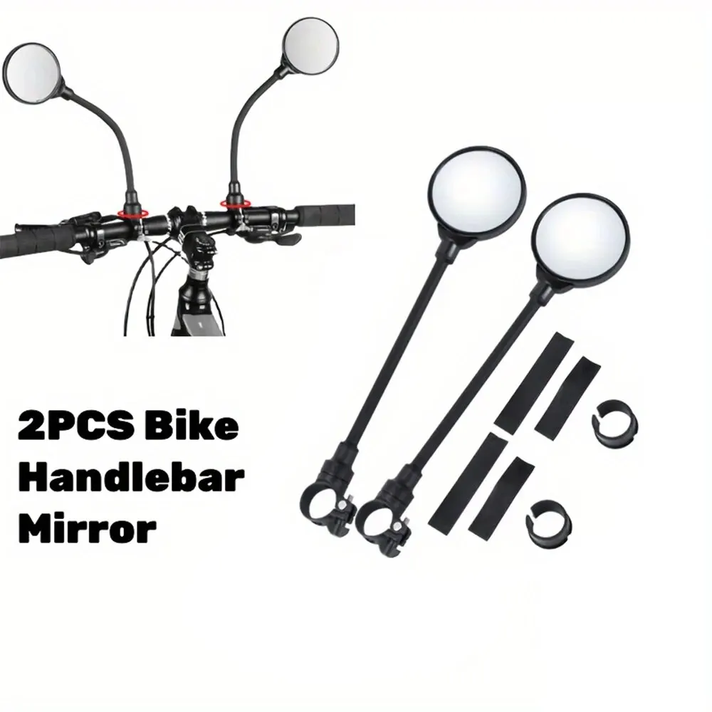 2PCS Bike Mirror Bike Handlebar Rearview Mirror Rotatable And Adjustable Wide Angle Rear View Shockproof Convex Mirror Universal