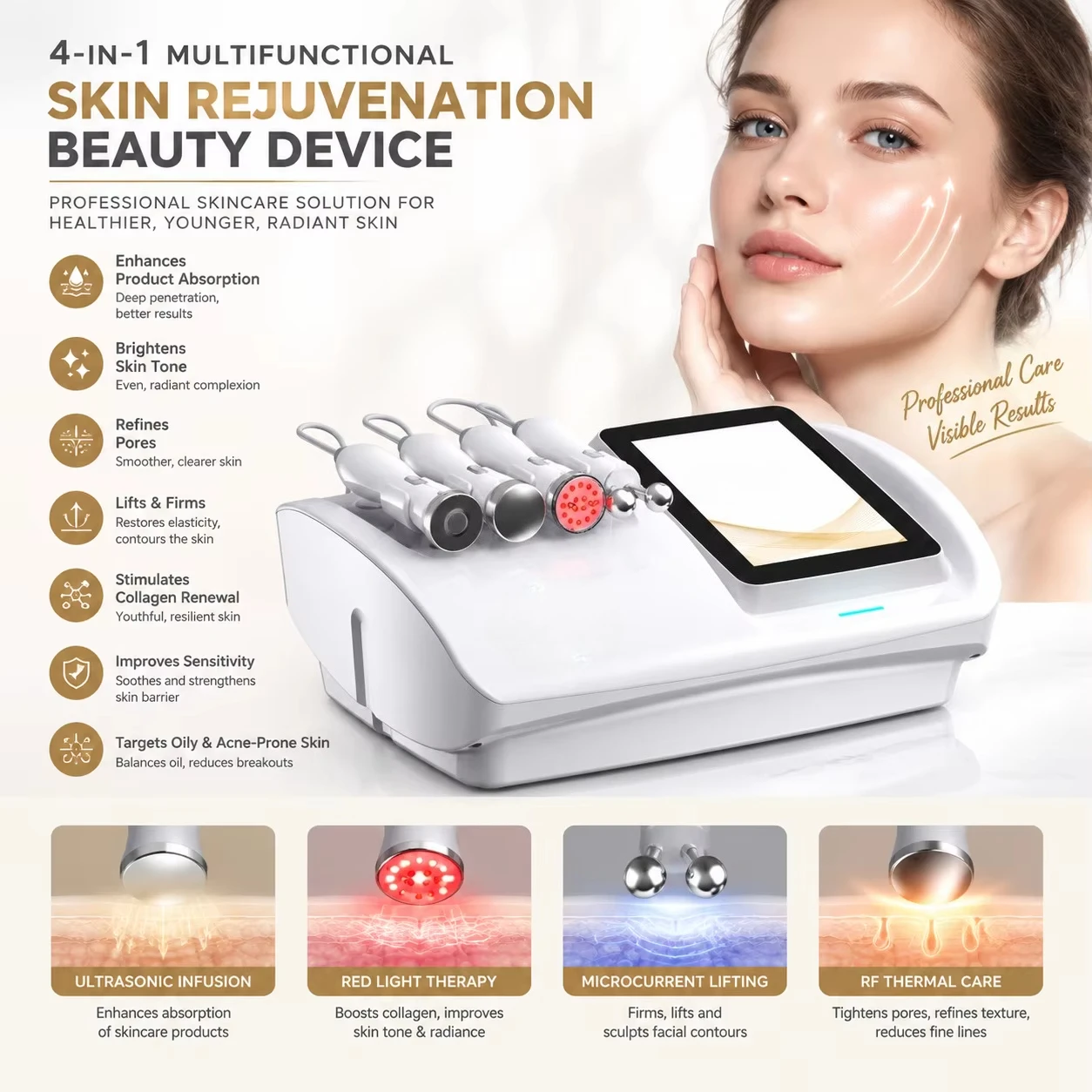 Professional Facial Anti Aging  Device With Four Technologies for   Firming and Facial Contour Care Use
