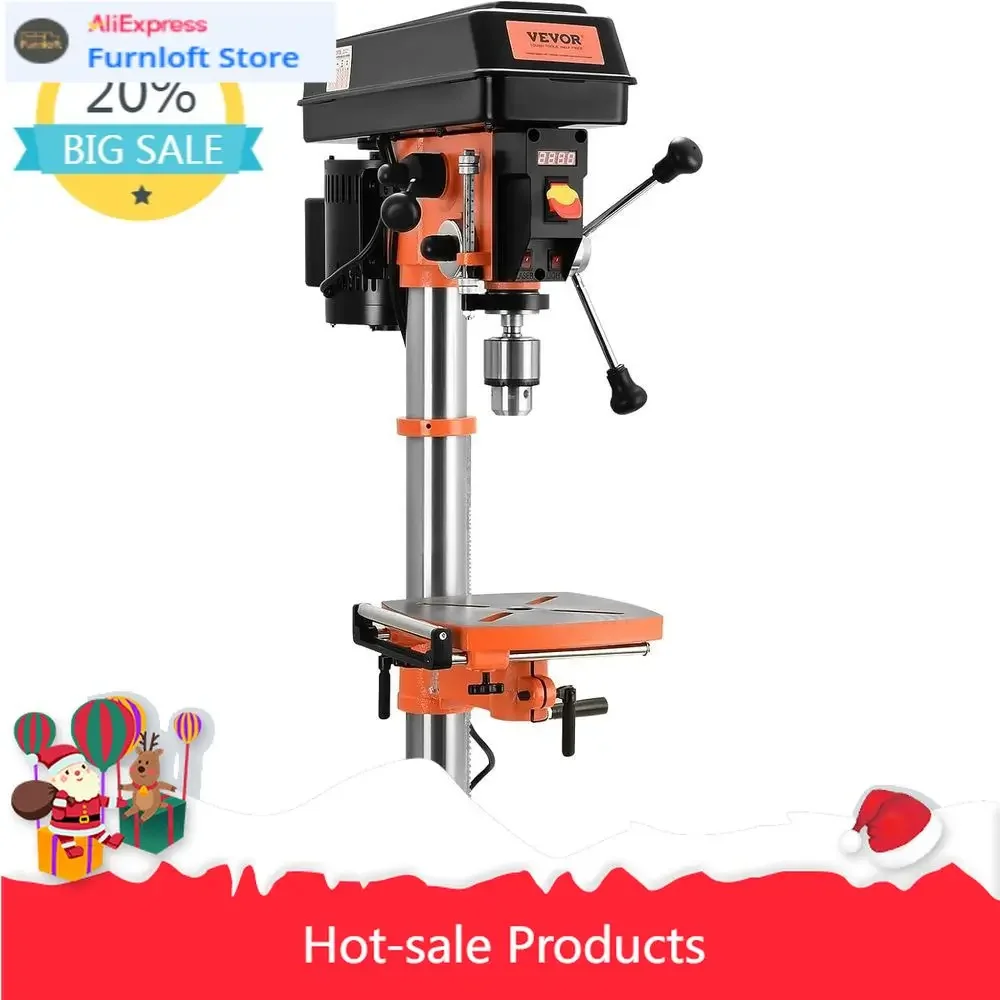 120V 5Amp 12-Inch Variable Speed Cast Iron Benchtop Drill with Laser Guide and Adjustable Worktable for Metal and Wood