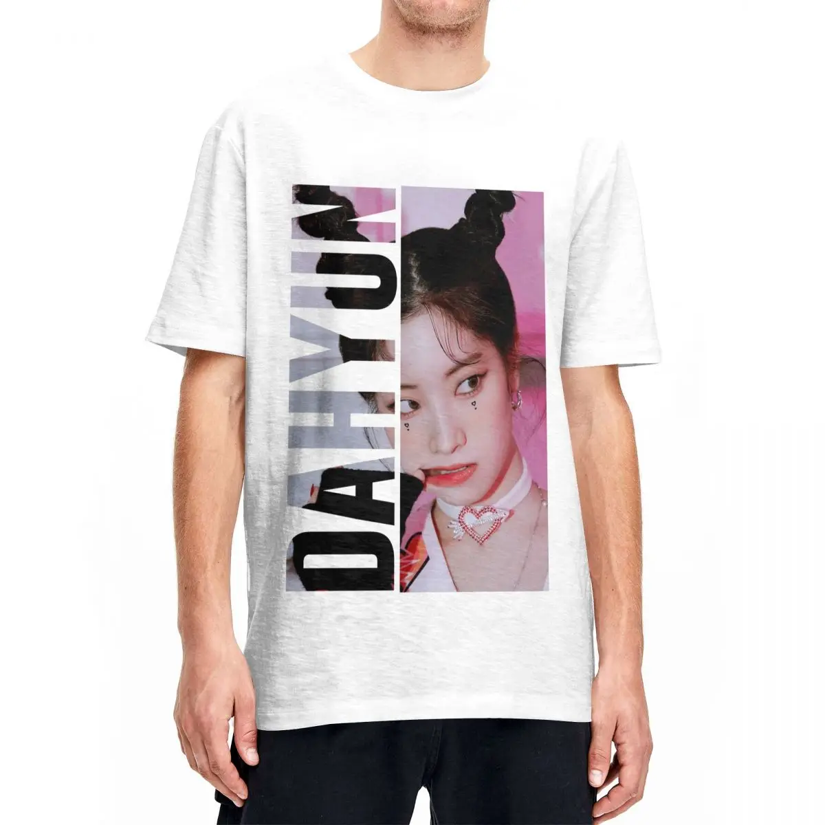 KPOP DAHYUN Active Tshirts Men Cotton Top Tee Novelty Twice Round Neck Short Sleeve