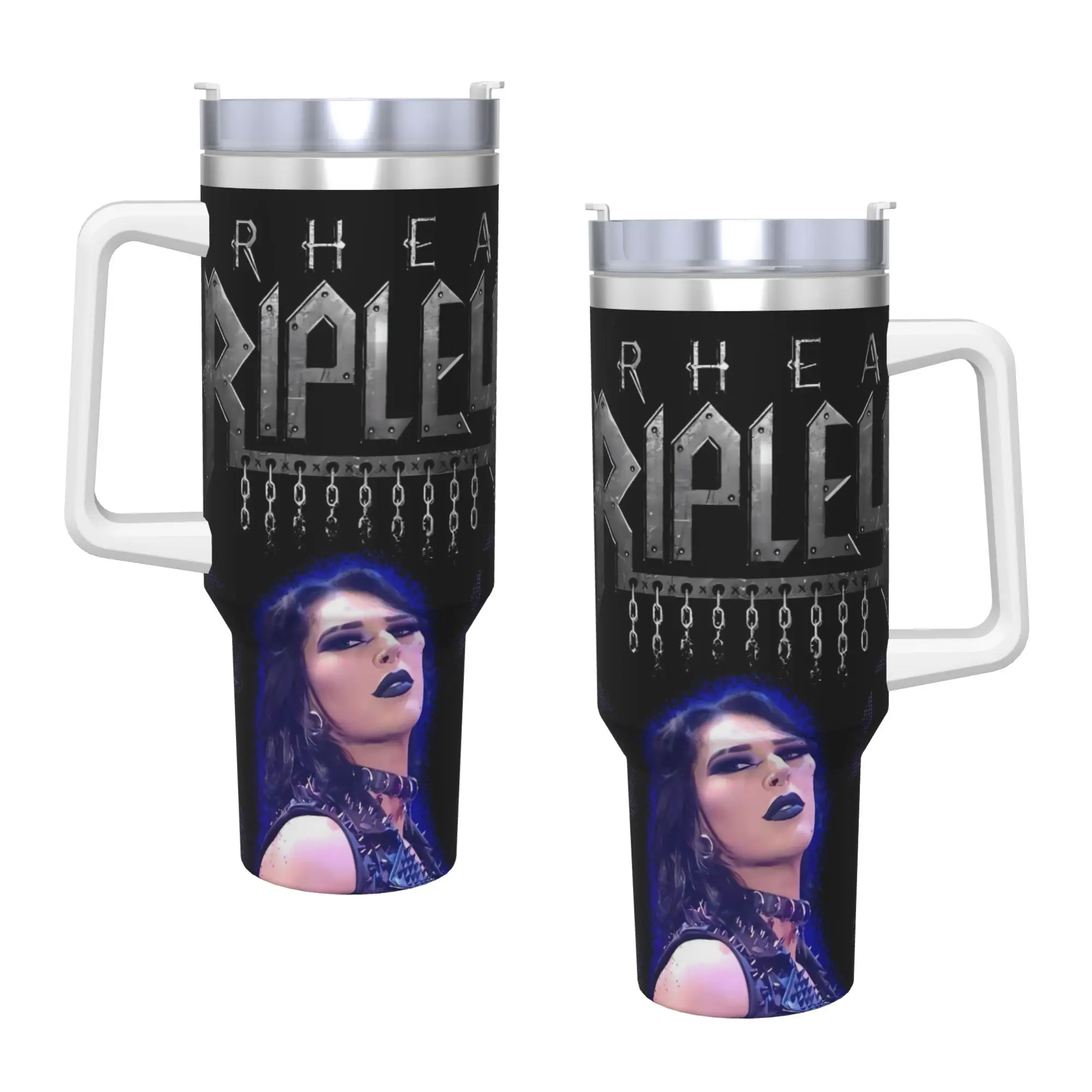 

Rhea Ripley стакан из нержавеющей стали, пляжные автомобильные кружки, большая емкость, термокружка, сохраняющая тепло, холодный напиток, молоко, чай, бутылка для воды