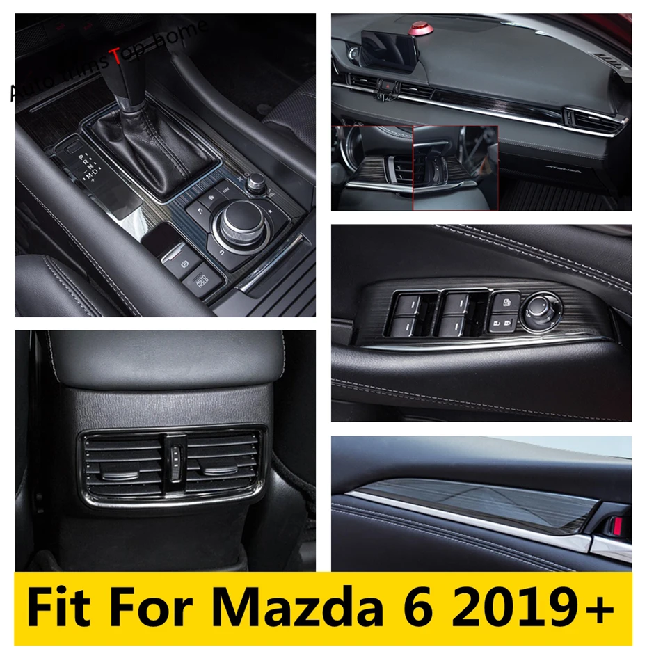 

Gear Shift Panel Central Control Stripes Window Lift Button Air Conditioning Vent AC Outlet Cover Trim For Mazda 6 2019 - 2024