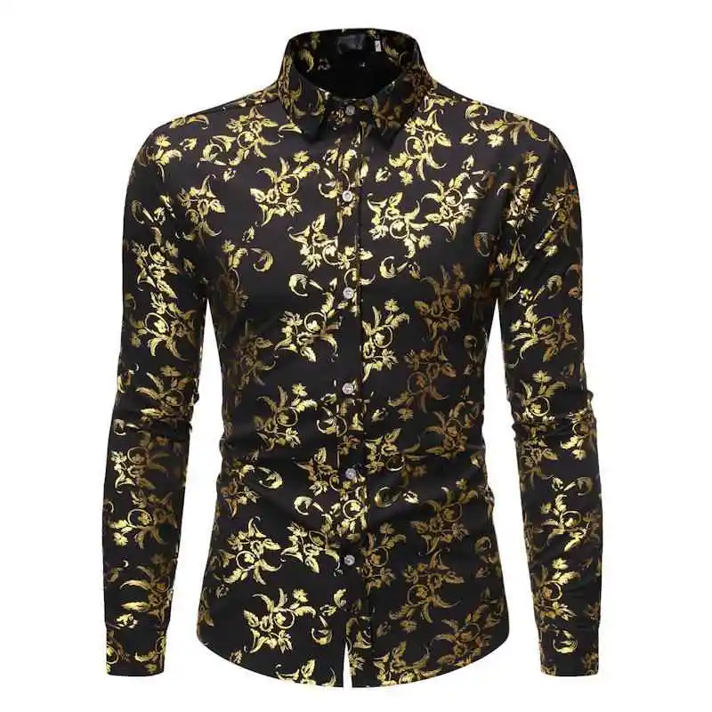 

Men's Long Sleeve Floral Shirt Casual Style Polyester Fiber Non-iron Treatment Printed Pattern Regular Fit Summer Shirt