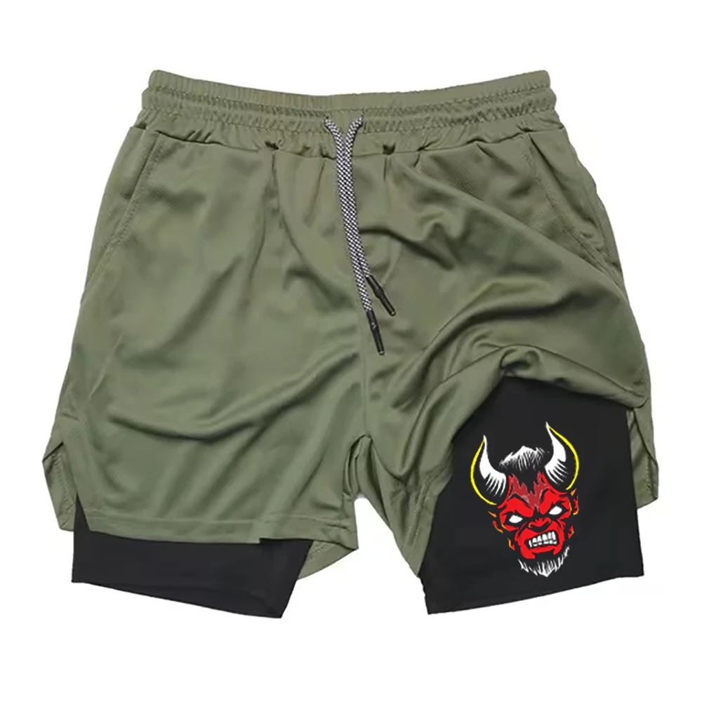 

New Camo Double-deck Men's Workout Running 2 In 1 Sport Short Pants Jogging Shorts Printed GYM Casual Sports Shorts