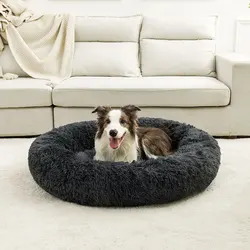 Round Dog Bed for Large Dog Bed Super Soft Cat Bed Long Plush Pet Dog House for Medium Dog House Winter Warm Sleeping