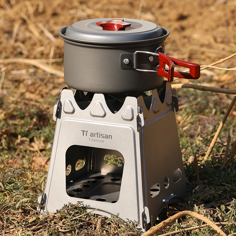 Tiartisan Titanium Camping Burners Wood Stove Portable Ultralight  Outdoor Travel Camping Cookware Packbaking BBQ Stove