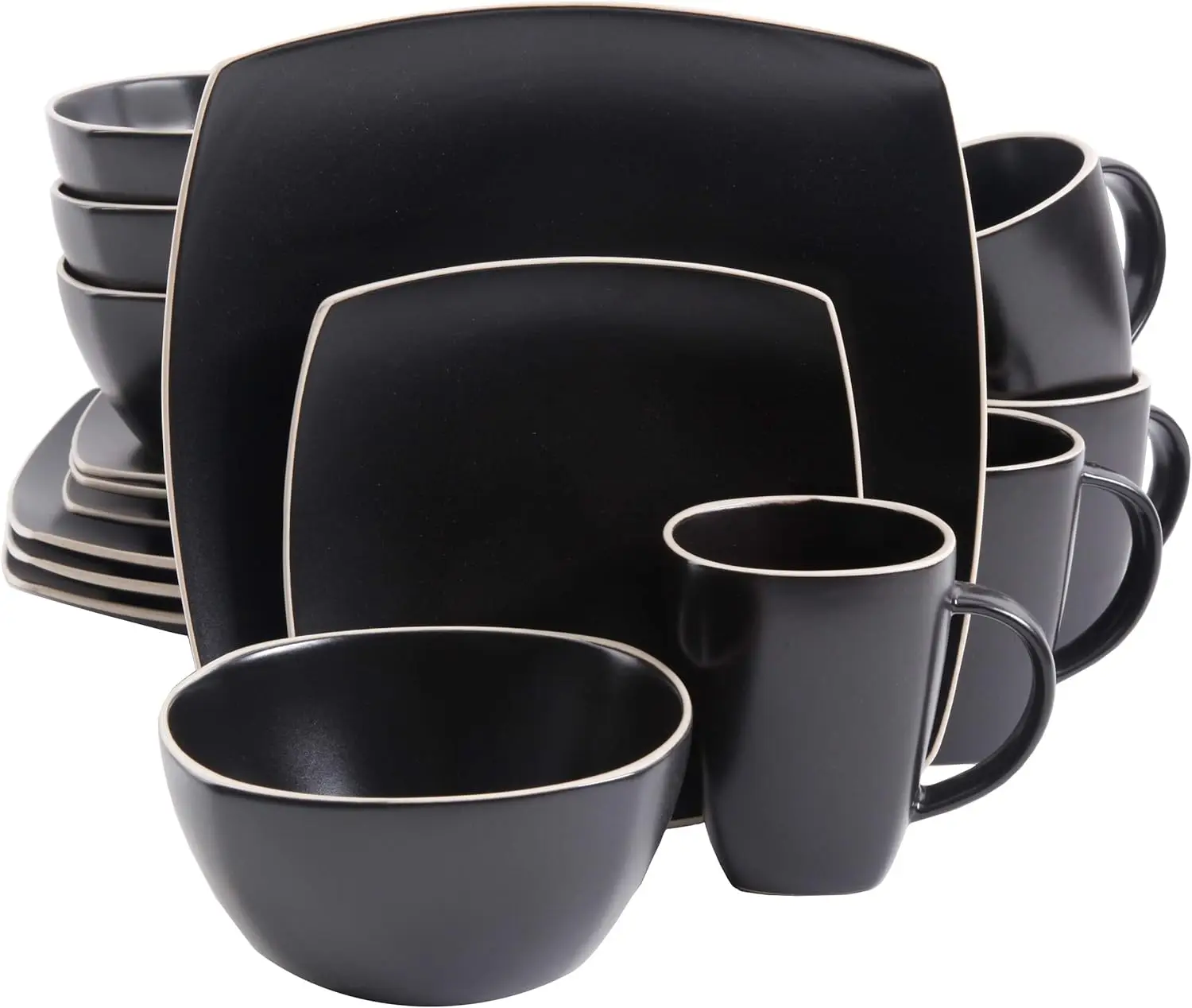 

Lounge Dinnerware Set, Service for 4 (16pcs), Matte Black
