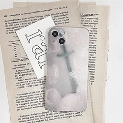 Vintage Punk Crosses Phone Cases for IPhone 14 13mini 12 11 8 7 6 Pro Max X XS XR SE2020 Cool Hip Hop Soft Shell Gothic INS Y2K