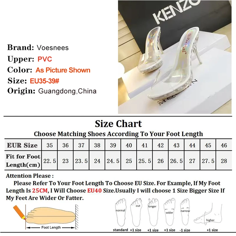 Voesnees Women Shoes Transparent Crystal Slippers Female Sandals 9cm Sexy High Heel Women Shoes Outdoor Home Fish Mouth Slide