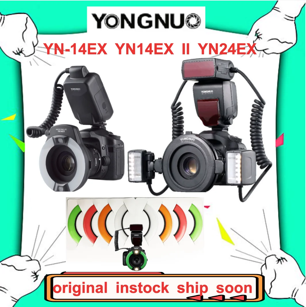 YONGNUO YN-14EX YN14EX II YN24EX فلاش LED TTL حلقة ماكرو لايت فلاش Speedlite ضوء لكانون 5D مارك II 5D مارك III 6D 7D 60D