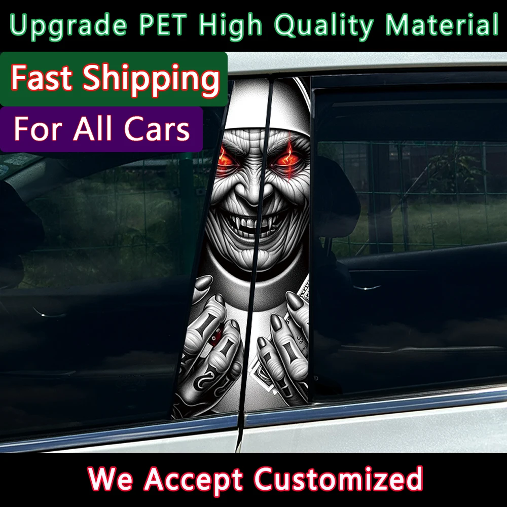 

Gothic Nun Sister Auto B-pillar Stickers Car Center Column Halloween Decoration Cover Scratches Waterproof Decal Car Accessories