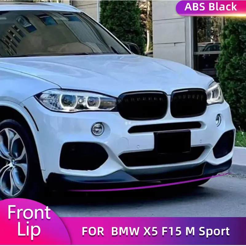 

Черный передний бампер из АБС-пластика, спойлер для BMW X5 F15 M Sport 2014-2018, гоночный фартук для передней губы, фартук для подбородка, комплекты кузова, карбоновый вид