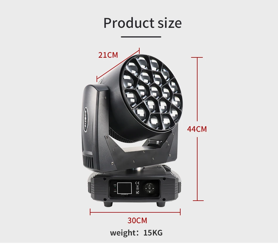 LED DMX Movingheads 19x25W RGBW 4in1 BEE Eye LED Beam Wash Zoom Moving Head Club Konzert Bar Licht – Detail 4
