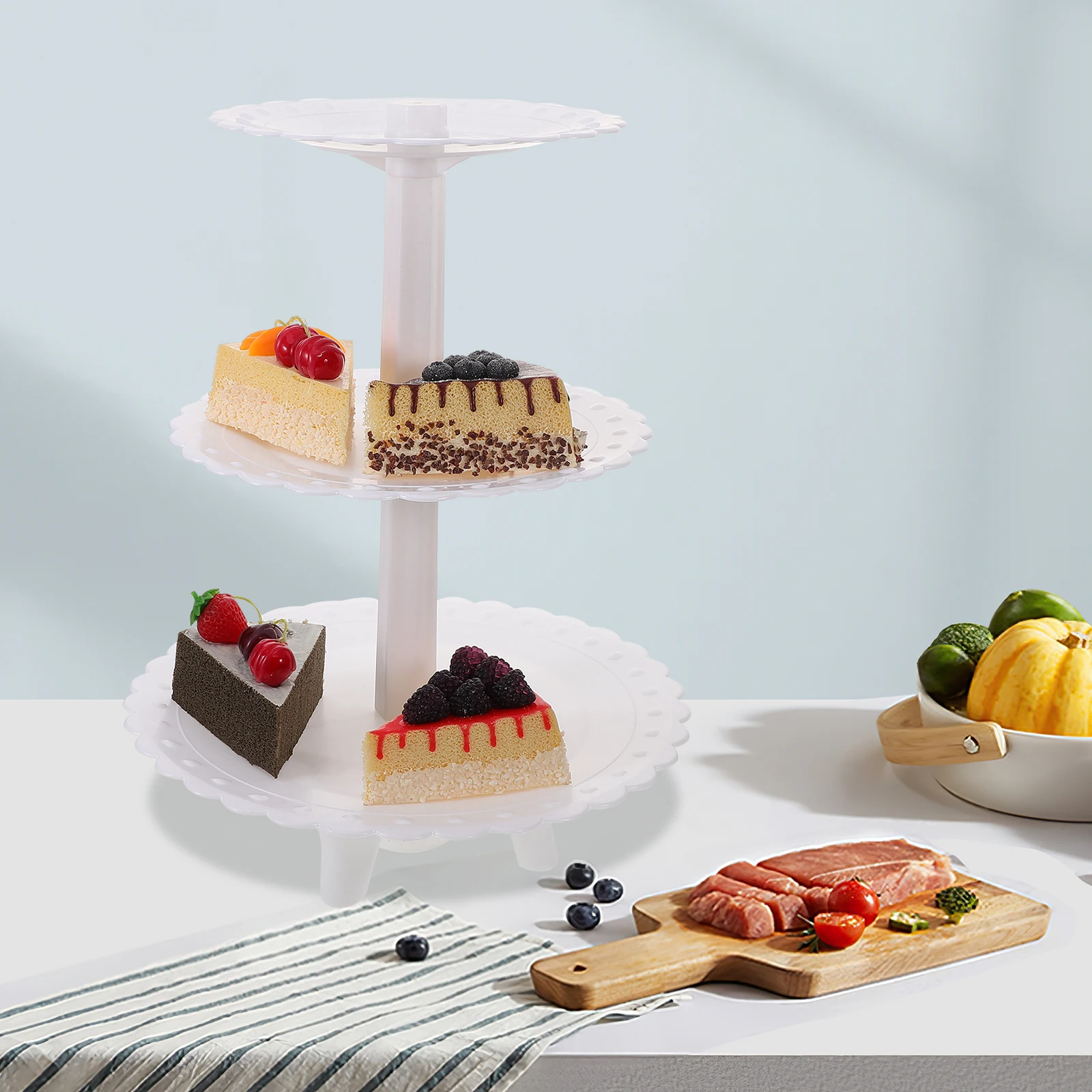 

Three Tier Cake Stand Dessert Serving Cupcake Holder Plastic Display Stands Wedding Party Multifunction Storage