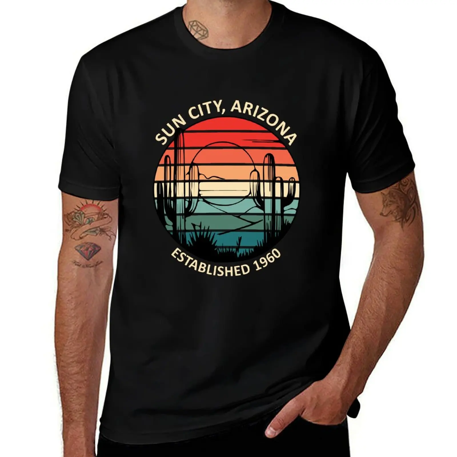 

Sun City Desert Sunset T-Shirt sweat croswit shirt man hippie clothes mens tall t shirts