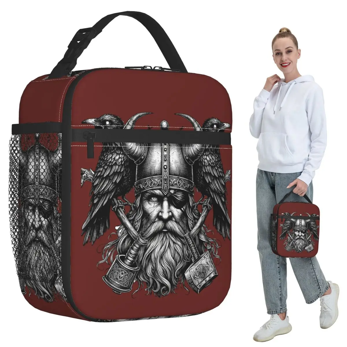 Odin Vikings Viking Legend Norse Mythology Rune Insulated Lunch Bag for Kids School Cooler Thermal Food Box Tote Leakproof Lunch