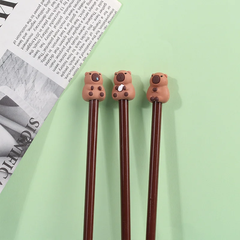 10 Uds. Bonita tapa de lápiz de capibara, fundas de silicona para bolígrafos para niños, extensor de lápiz bonito, papelería, suministros escolares