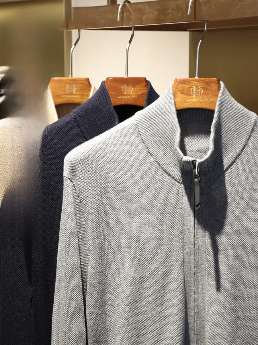 

Мужской деловой повседневный свитер из шелка и шерсти на молнии, весна-осень, новинка 9486, стильный городской дизайн...