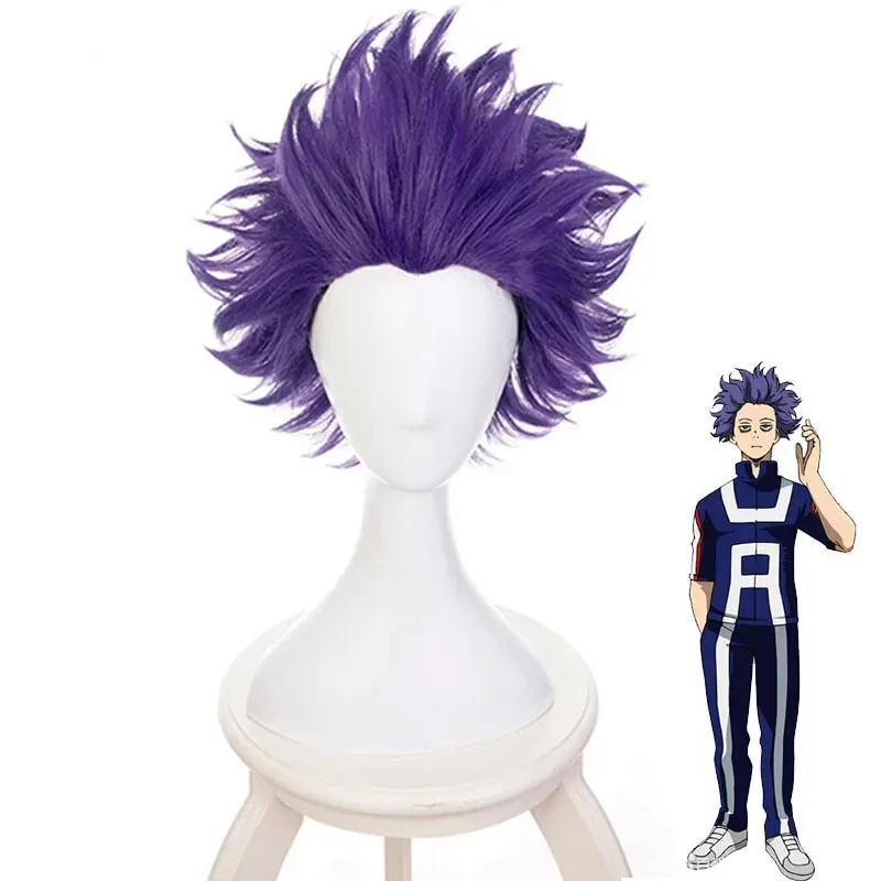 Boku no Hero Academies Shinnou Hitoshi Shinso Wig КосплейMy Hero Academy Короткий фиолетовый парик Парик из синтетических волос Кепка Ø
