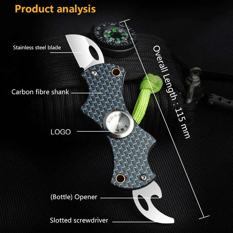 Sanrenmu 3135 Fidget Spinner Knife Carbon Fiber Handle Folding Knife Stainless Steel Blade Multifunctional Relieve Stress EDC To